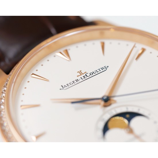 Jaeger LeCoultre-Master Ultra Thin Moonphase 39mm Dia RG/LE White/Stk GF A925 Super Clone