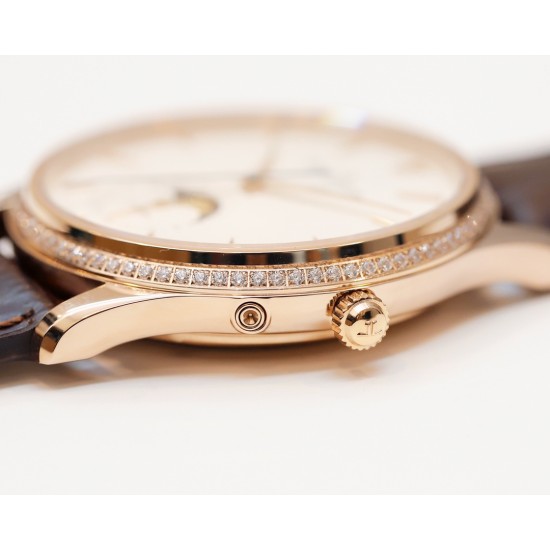 Jaeger LeCoultre-Master Ultra Thin Moonphase 39mm Dia RG/LE White/Stk GF A925 Super Clone