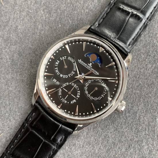 Jaeger LeCoultre - Master Ultra Thin Perpetual Calendar 39mm SS/LE Black Dial V9F A868(Gold Moonphase)
