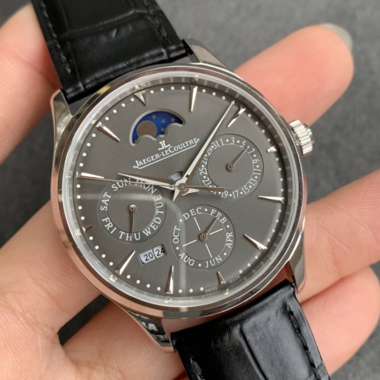 Jaeger LeCoultre - Master Ultra Thin Perpetual Calendar 39mm SS/LE Grey Dial V9F A868(Gold Moonphase)