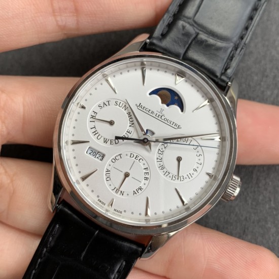 Jaeger LeCoultre - Master Ultra Thin Perpetual Calendar 39mm SS/LE White Dial V9F A868(Gold Moonphase)