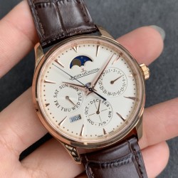 Jaeger LeCoultre - Master Ultra Thin Perpetual Calendar 39mm RG/LE White Dial V9F A868(Gold Moonphase)