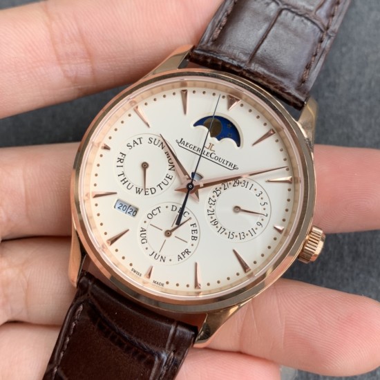 Jaeger LeCoultre - Master Ultra Thin Perpetual Calendar 39mm RG/LE White Dial V9F A868(Gold Moonphase)
