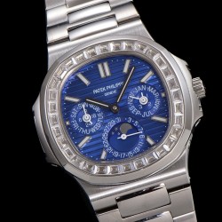 Patek Philippe - Nautilus 5740 40mm Diamonds SS/SS Blue/Stk TWF A240