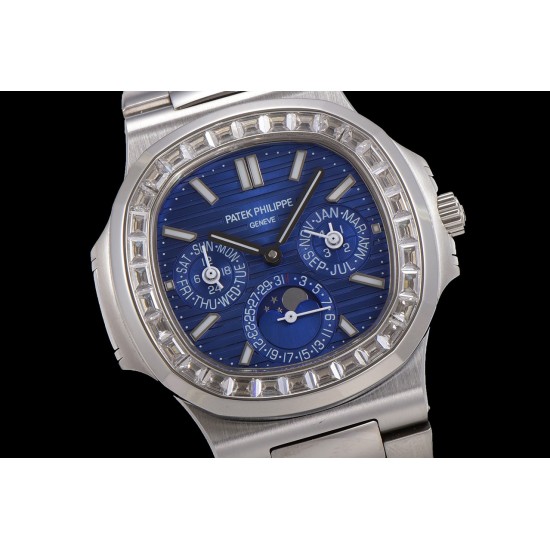 Patek Philippe - Nautilus 5740 40mm Diamonds SS/SS Blue/Stk TWF A240