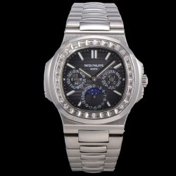 Patek Philippe - Nautilus 5740 40mm Diamonds SS/SS Black/Stk TWF A240
