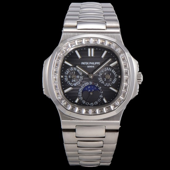 Patek Philippe - Nautilus 5740 40mm Diamonds SS/SS Black/Stk TWF A240