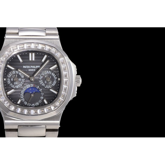 Patek Philippe - Nautilus 5740 40mm Diamonds SS/SS Black/Stk TWF A240