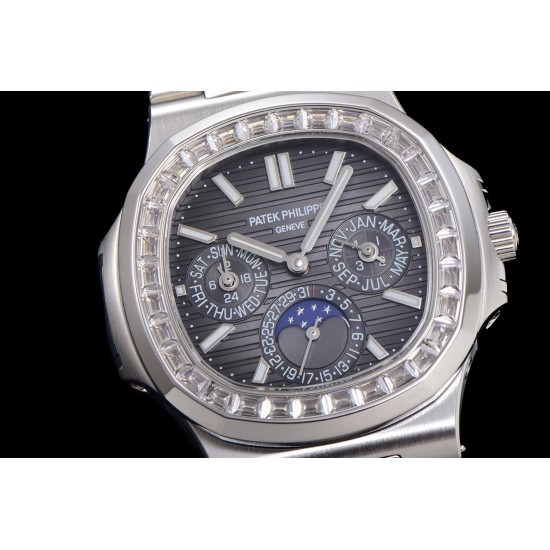 Patek Philippe - Nautilus 5740 40mm Diamonds SS/SS Black/Stk TWF A240