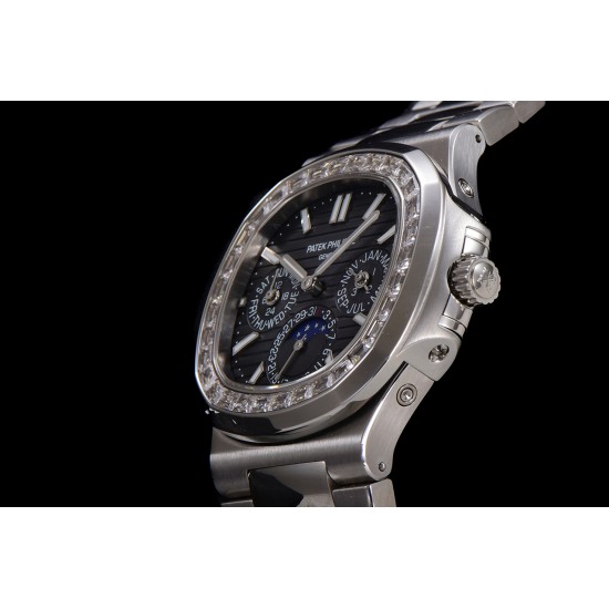 Patek Philippe - Nautilus 5740 40mm Diamonds SS/SS Black/Stk TWF A240