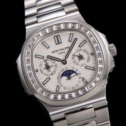 Patek Philippe - Nautilus 5740 40mm Diamonds SS/SS White/Stk TWF A240