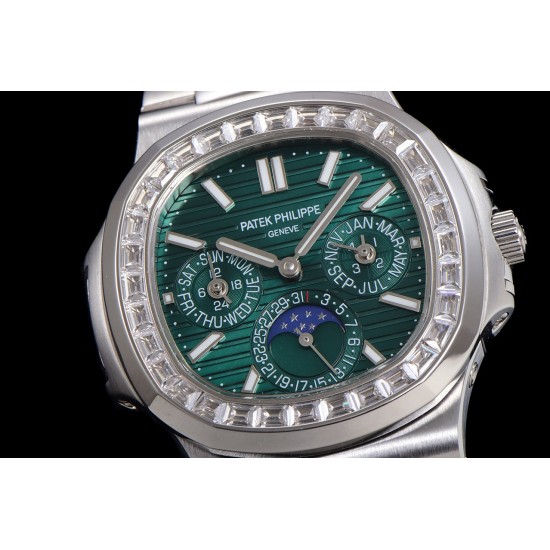 Patek Philippe - Nautilus 5740 40mm Diamonds SS/SS Green/Stk TWF A240