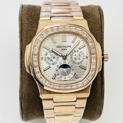 Patek Philippe - Nautilus 5740 40mm Diamonds RG/RG Silver/Stk PPF A240
