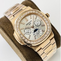 Patek Philippe - Nautilus 5740 40mm Diamonds RG/RG Silver/Stk PPF A240