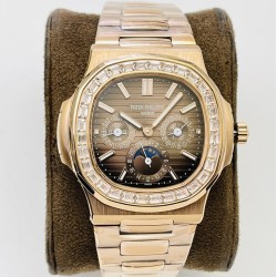 Patek Philippe - Nautilus 5740 40mm Diamonds RG/RG Brown/Stk PPF A240