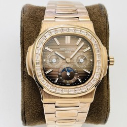 Patek Philippe - Nautilus 5740 40mm Diamonds RG/RG Brown/Stk PPF A240