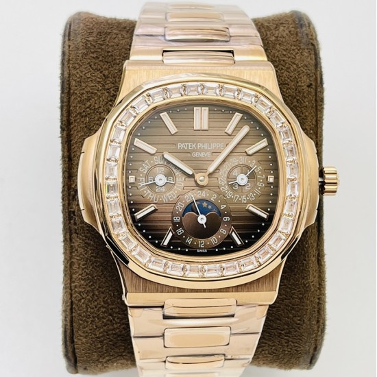 Patek Philippe - Nautilus 5740 40mm Diamonds RG/RG Brown/Stk PPF A240