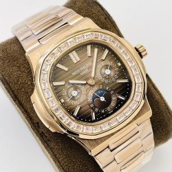 Patek Philippe - Nautilus 5740 40mm Diamonds RG/RG Brown/Stk PPF A240