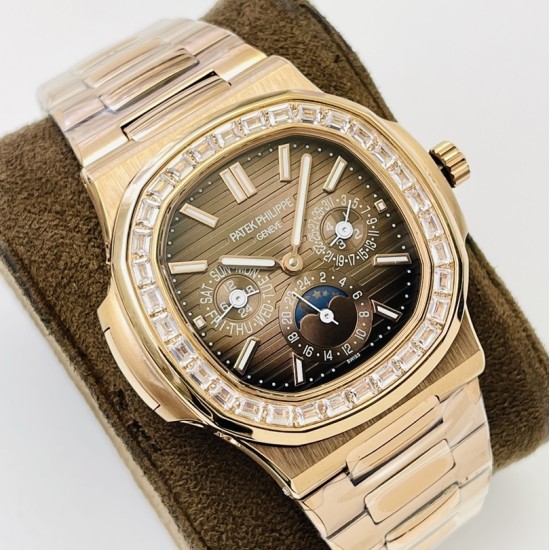 Patek Philippe - Nautilus 5740 40mm Diamonds RG/RG Brown/Stk PPF A240