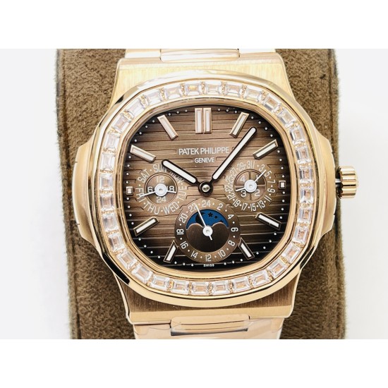 Patek Philippe - Nautilus 5740 40mm Diamonds RG/RG Brown/Stk PPF A240