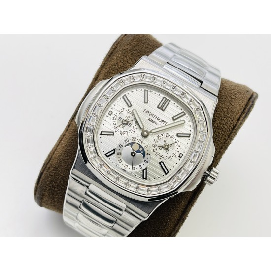 Patek Philippe - Nautilus 5740 40mm Diamonds SS/SS Silver/Stk PPF A240