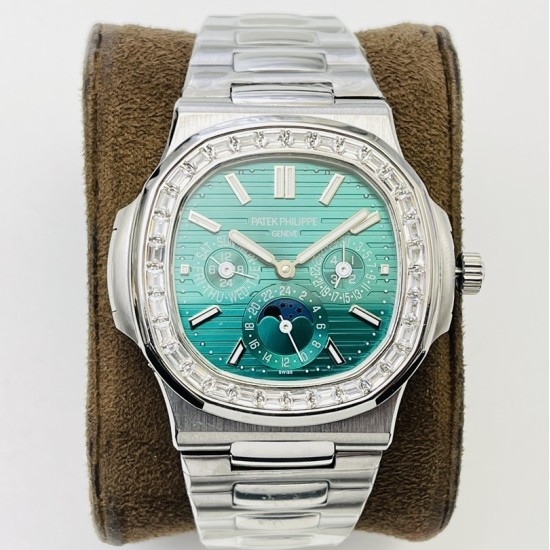 Patek Philippe - Nautilus 5740 40mm Diamonds SS/SS Green/Stk PPF A240
