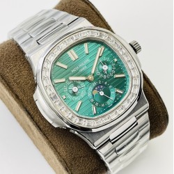 Patek Philippe - Nautilus 5740 40mm Diamonds SS/SS Green/Stk PPF A240