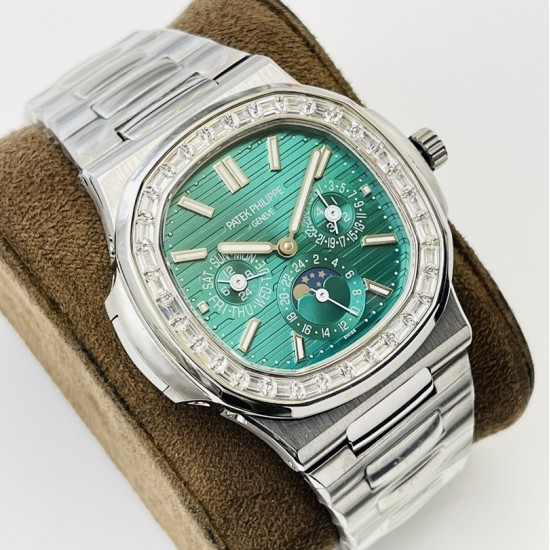 Patek Philippe - Nautilus 5740 40mm Diamonds SS/SS Green/Stk PPF A240