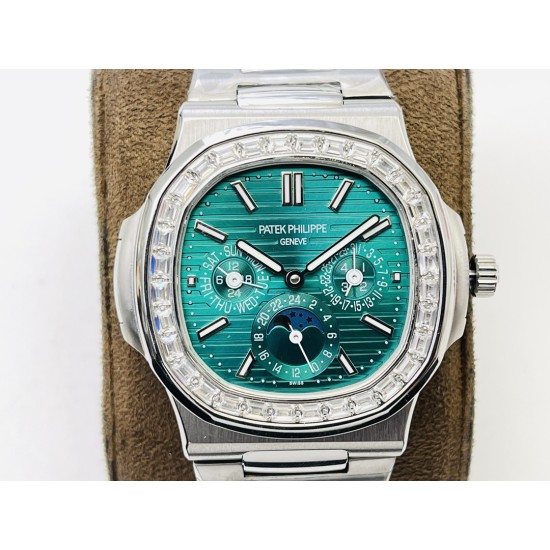 Patek Philippe - Nautilus 5740 40mm Diamonds SS/SS Green/Stk PPF A240
