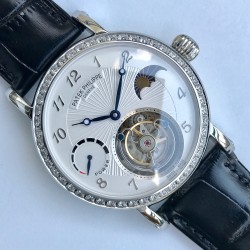 Patek Philippe - Complication Series MoonPhase 42mm Diamonds SS/LE White Dial Asia Tourbillon