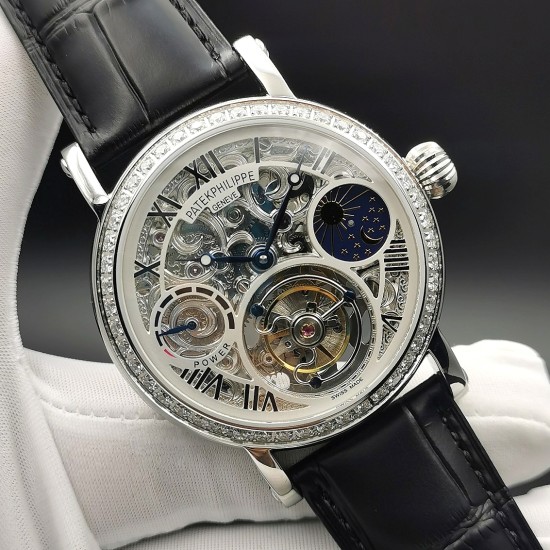 Patek Philippe - Complication Series MoonPhase 42mm Diamonds SS/LE Skeleton Dial Asia Tourbillon