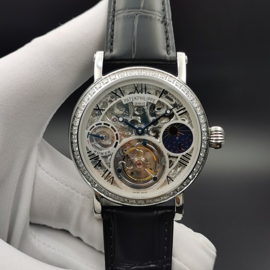 Patek Philippe - Complication Series MoonPhase 42mm Diamonds SS/LE Skeleton Dial Asia Tourbillon