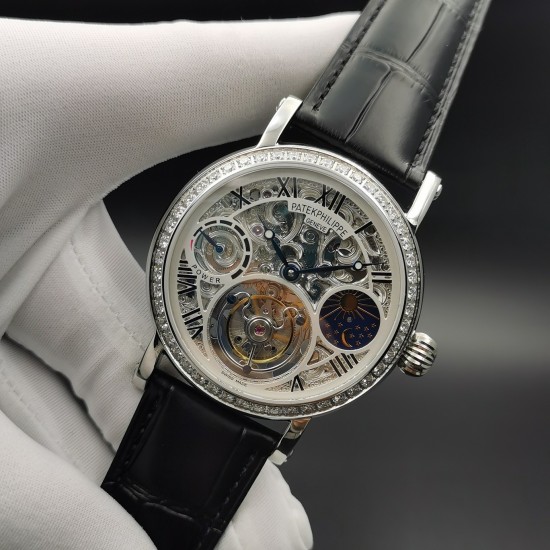 Patek Philippe - Complication Series MoonPhase 42mm Diamonds SS/LE Skeleton Dial Asia Tourbillon