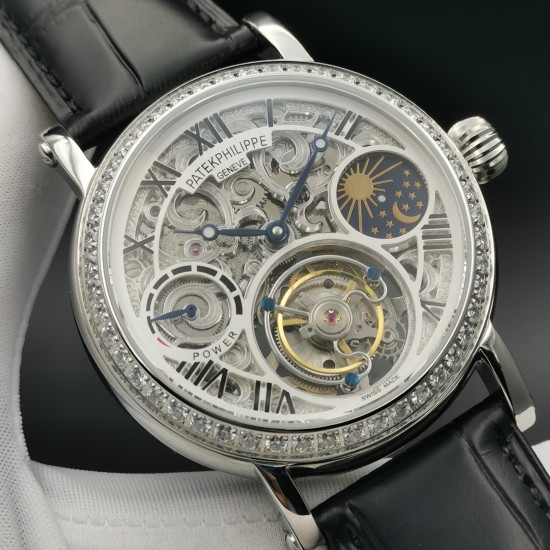 Patek Philippe - Complication Series MoonPhase 42mm Diamonds SS/LE Skeleton Dial Asia Tourbillon