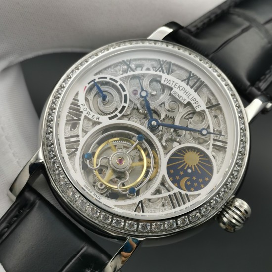 Patek Philippe - Complication Series MoonPhase 42mm Diamonds SS/LE Skeleton Dial Asia Tourbillon
