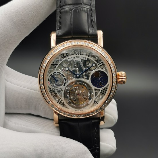 Patek Philippe - Complication Series MoonPhase 42mm Diamonds RG/LE Skeleton Dial Asia Tourbillon