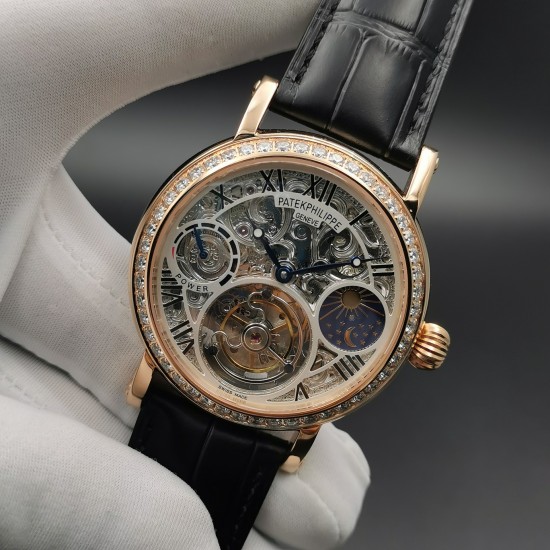 Patek Philippe - Complication Series MoonPhase 42mm Diamonds RG/LE Skeleton Dial Asia Tourbillon