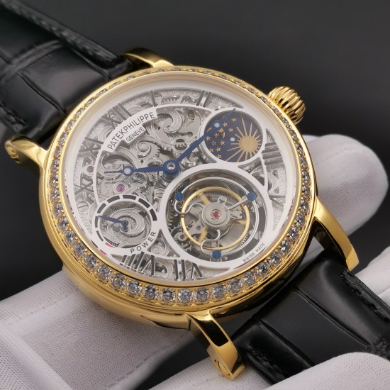 Patek Philippe - Complication Series MoonPhase 42mm Diamonds YG/LE Skeleton Dial Asia Tourbillon