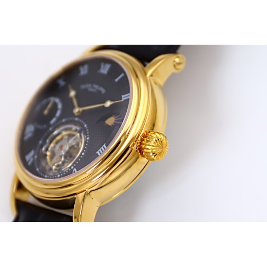 Patek Philippe - Complication Series MoonPhase 42mm YG/LE Black/Rmn Dial Asia Tourbillon
