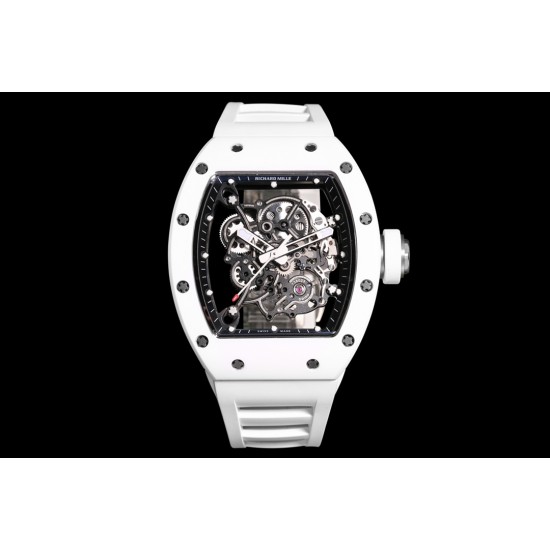 RICHARD MILLE - RM055 White Ceramic Case on White Rubber Custom Modified RMUL2 Super Clone