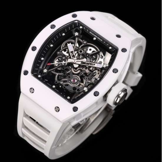 RICHARD MILLE - RM055 White Ceramic Case on White Rubber Custom Modified RMUL2 Super Clone