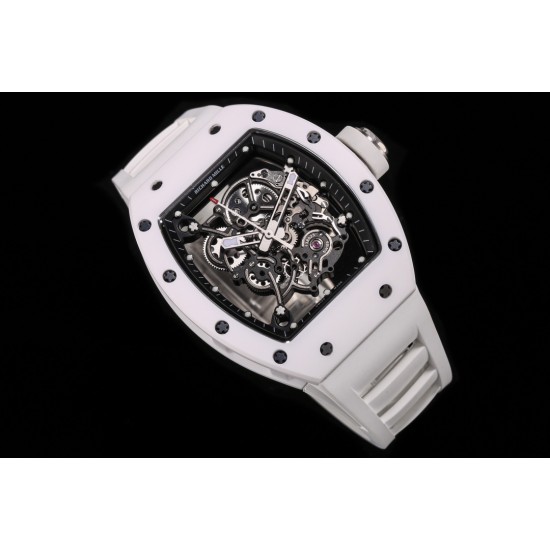 RICHARD MILLE - RM055 White Ceramic Case on White Rubber Custom Modified RMUL2 Super Clone