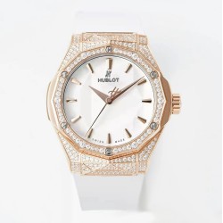 Hublot-Classic Fusion 40mm Diamonds RG/RU White/Stk APSF A2892