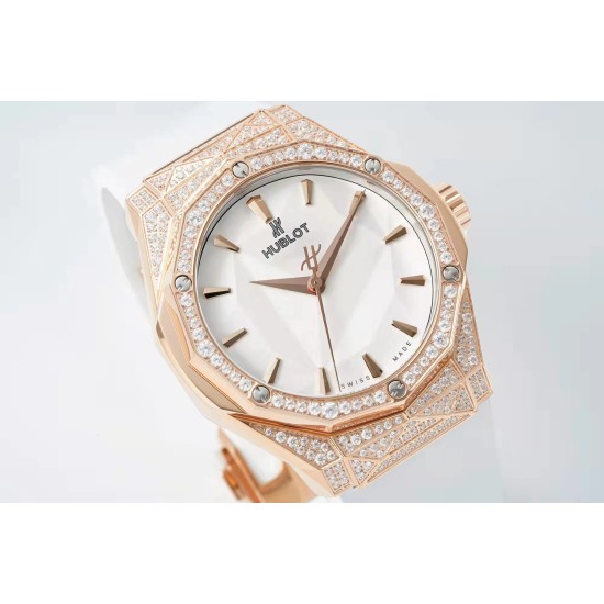 Hublot-Classic Fusion 40mm Diamonds RG/RU White/Stk APSF A2892