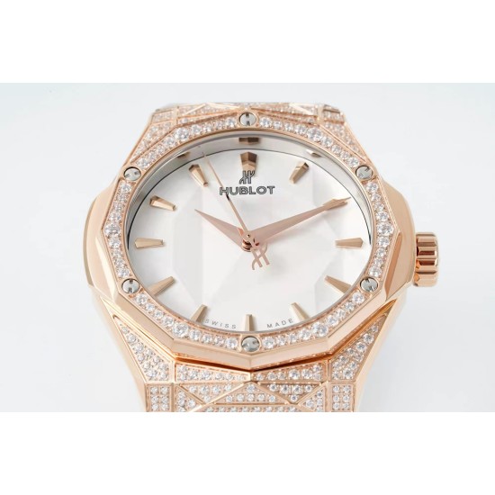 Hublot-Classic Fusion 40mm Diamonds RG/RU White/Stk APSF A2892