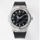Hublot-Classic Fusion 40mm Diamonds SS/RU Black/Stk APSF A2892