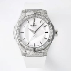 Hublot-Classic Fusion 40mm Diamonds SS/RU White/Stk APSF A2892