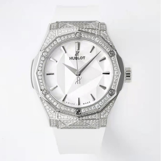 Hublot-Classic Fusion 40mm Diamonds SS/RU White/Stk APSF A2892