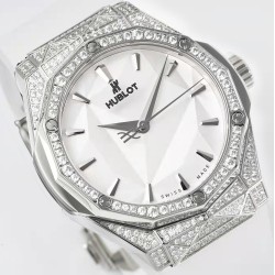 Hublot-Classic Fusion 40mm Diamonds SS/RU White/Stk APSF A2892