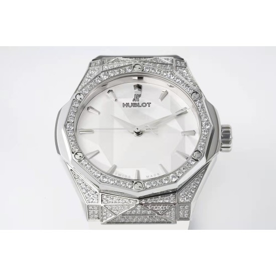 Hublot-Classic Fusion 40mm Diamonds SS/RU White/Stk APSF A2892